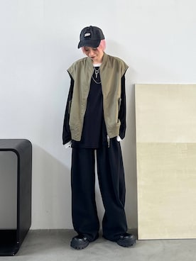「アイテム（キャップ）」を使った、みきのすけさん（レディース・160cm）の夏コーディネート