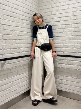 「JEANASIS（ジーナシス）の3カラーレイヤードヘンリー2P SS/1023352（Tシャツ/カットソー、ブルー系）」を使った、みきのすけさん（レディース）の夏コーディネート