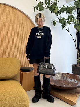 「JEANASIS（ジーナシス）のルーズFITロングブーツ/581263（ブーツ）」を使った、みきのすけさん（レディース・160cm）の秋コーディネート
