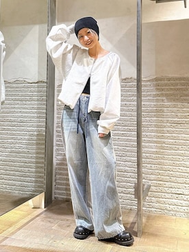 「JEANASIS（ジーナシス）のスタッズボリュームサボ/571517（サンダル）」を使った、みきのすけさん（レディース・160cm）の秋コーディネート