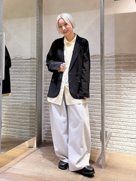 「JEANASIS（ジーナシス）のクロッグローファー/638847（ローファー、ブラック系）」を使った、みきのすけさん（レディース）の春コーディネート