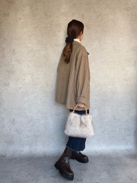 「アイテム（バレッタ/ヘアクリップ）」を使った、natsukiさん（レディース・159cm）の冬コーディネート