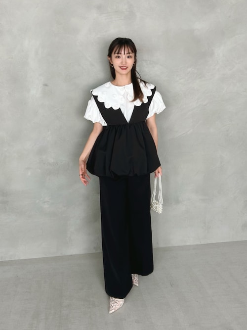 MERAKI（ファッション） ブラウス シャツ フラワー襟パフスリーブ