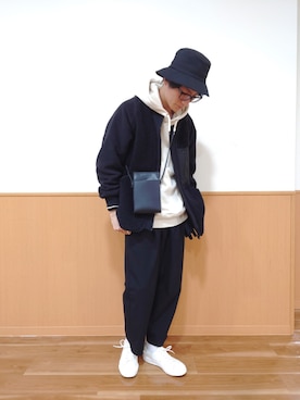 「White Mountaineering」｜「アイテム（ノーカラージャケット）」を使った、kamigatatomoさん（メンズ・174cm）の秋コーディネート