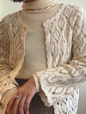 「UNIQLO（ユニクロ）のアイテム（ニット/セーター、ホワイト系）」を使った、Loveflower さん（レディース）の冬コーディネート