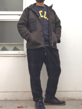 「アイテム（ミリタリージャケット）」を使った、ポンジさん（メンズ・176cm・40代）の冬コーディネート