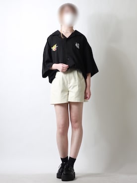 「刺繍シャツ」｜「アイテム（その他）」を使った、えむこさん（レディース・151cm）の春コーディネート