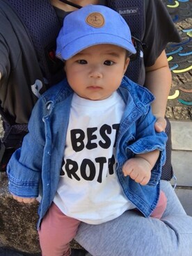 「アイテム（その他ベビーウェア、ピンク系）」を使った、ぐーさん（キッズ・60cm）の秋コーディネート