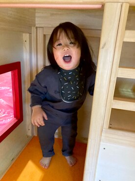 「1MW×SOPH.のアイテム（スウェット、グレー系）」を使った、okahoさん（キッズ・120cm）の冬コーディネート