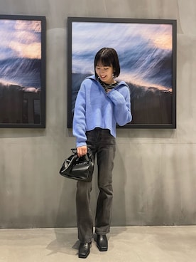 「ブルーニット」｜「アイテム（ブーツ）」を使った、NATSUKOさん（レディース・162cm）の冬コーディネート