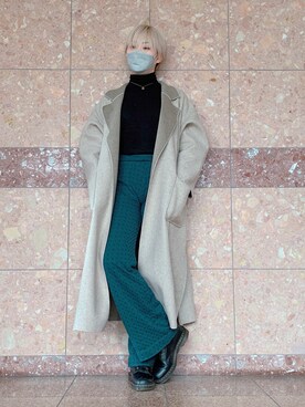 「AIC.（エーアイシー）のアイテム（チェスターコート）」を使った、コテンコテツさん（レディース・165cm）の冬コーディネート