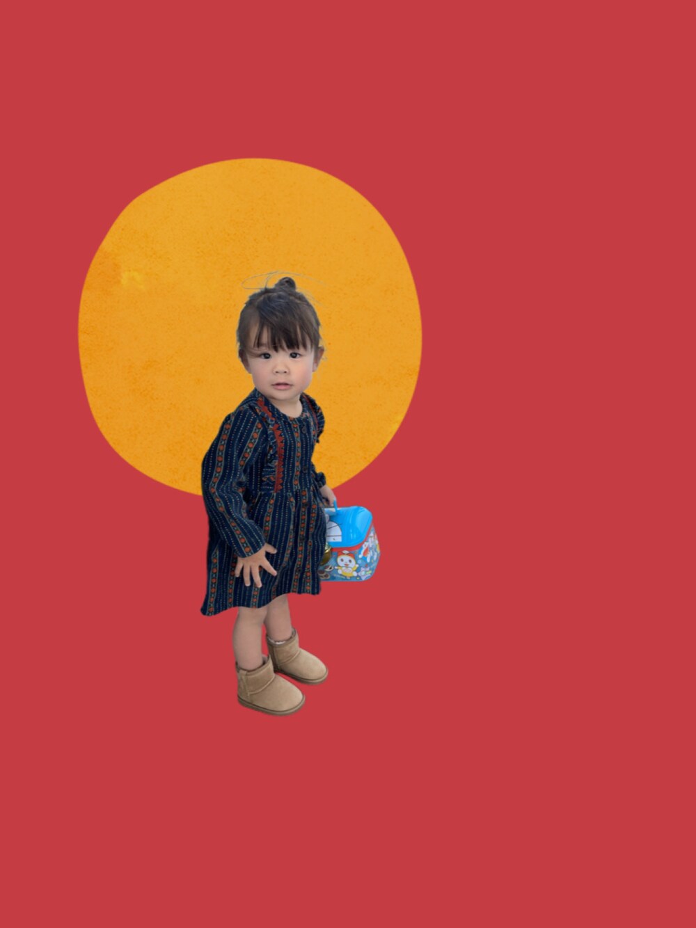 「BREEZEの/スウェードボアブーツ（ブーツ、ブラウン系）」を使った、りーちゃん👧🏻さん（キッズ・90cm）の秋コーディネートの1枚目の写真