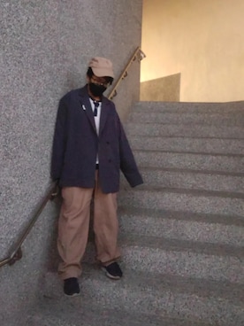 「アイテム（スーツジャケット、グレー系）」を使った、みずさん（レディース・153cm）の冬コーディネート