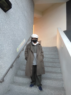 「アイテム（その他アウター、グリーン系）」を使った、みずさん（レディース・153cm）の冬コーディネート