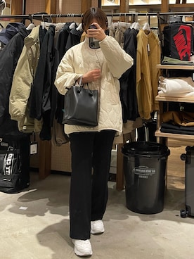 「LOWRYS FARM（ローリーズファーム）のアイテム（ノーカラージャケット）」を使った、runaさん（レディース・165cm）の冬コーディネート