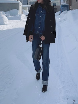 「UNIQLO（ユニクロ）のタートルネックT（長袖）（Tシャツ/カットソー）」を使った、saoriさん（レディース・171cm）の冬コーディネート