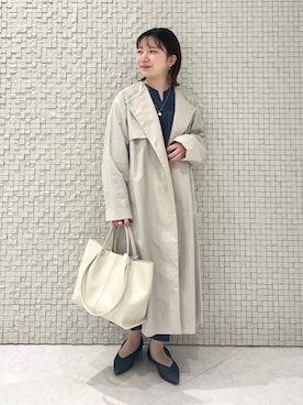 「入学式」｜「アイテム（ノーカラーコート）」を使った、sakuさん（レディース・146cm）の春コーディネート