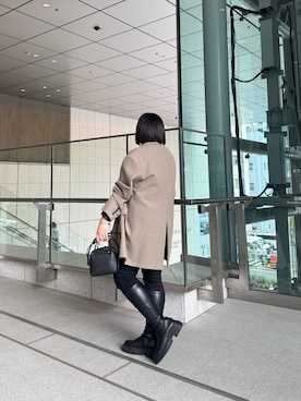 「アイテム（トートバッグ、ブラック系）」を使った、Harunaさん（レディース・155cm）の秋コーディネート