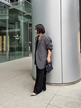 「IACUCCI（イアクッチ）の【予約】クーポラ ALCE（トートバッグ、ブルー系）」を使った、Harunaさん（レディース・155cm）の春コーディネート