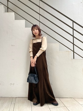 「ベロアスカート」｜「アイテム（ワンピース/ドレス）」を使った、shibuya   mioさん（レディース・154cm）の秋コーディネート