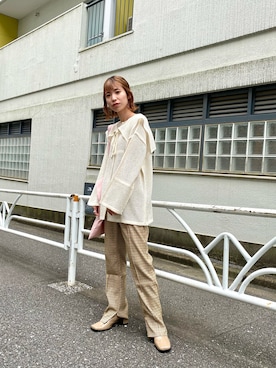 「襟付きトップス」｜「アイテム（スラックス）」を使った、shibuya   mioさん（レディース・154cm）の秋コーディネート