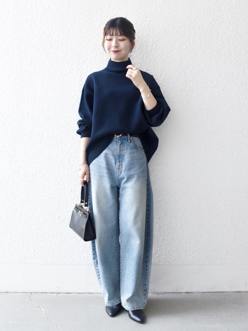 SHIPS any:〈洗濯機可能〉ハイネック ボリュームスリーブ ロングリブ