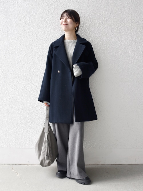 JULY NINEスタンドカラー　ハーフコート　ネイビー JULY NINEスタンドカラー ハーフコート ネイビー スタンドカラーハーフ