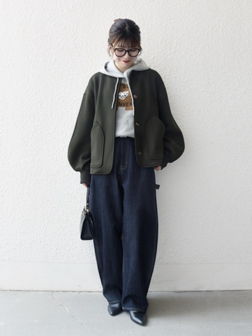 SHIPS any:〈洗濯機可能〉ダンボール ノーカラー コンパクト ブルゾン