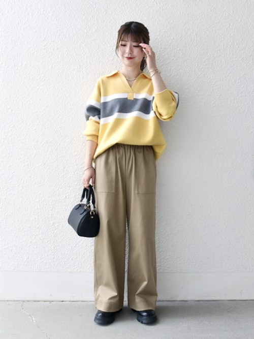 SHIPS any:〈手洗い可能〉パネル ボーダー スキッパー ニット プル