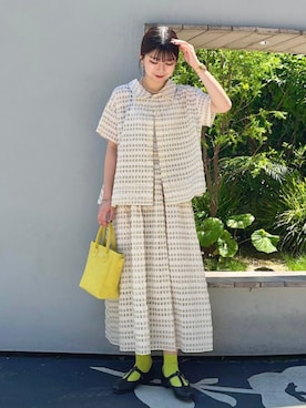 「JAVERFLEX（ジャバフレックス）のアイテム」を使った、藤原さん（レディース・162cm）の夏コーディネート