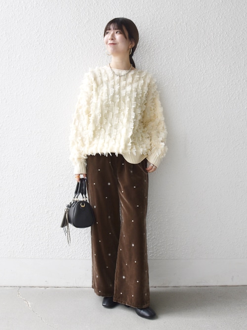 セール】SHIPS any:〈手洗い可能〉フリンジ デザイン ニット プル