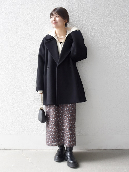 ウールテーラードコート　ブラック　新品未使用 SHIPS any: ノンミュールジングウール テーラード コクーン