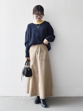 「アイテム（キーケース/キーアクセサリー）」を使った、藤原さん（レディース・162cm）の秋コーディネート