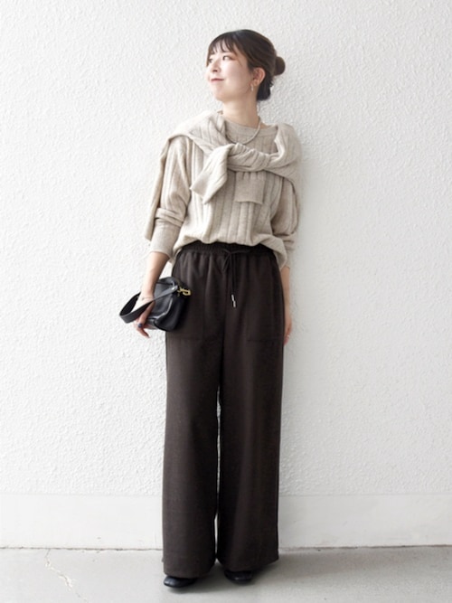 SHIPS any:〈手洗い可能〉ウォーム イージー ワイド ストレート パンツ