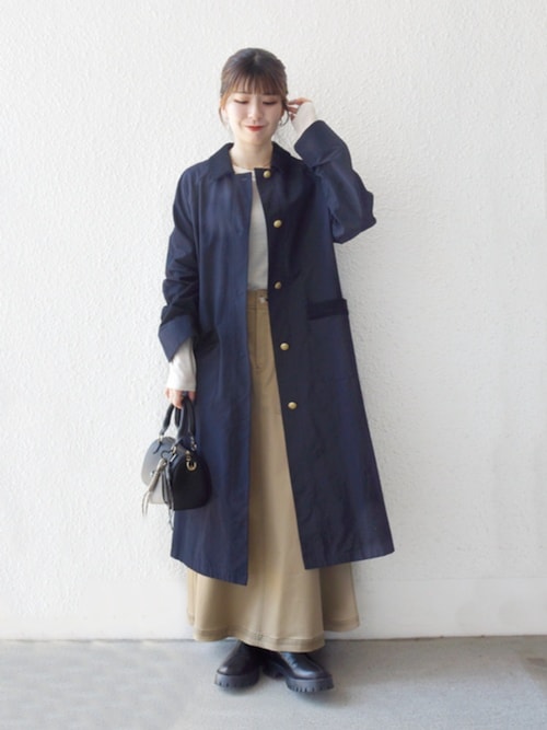 SHIPS any: ステンカラー Aライン ロング コート（ステンカラーコート