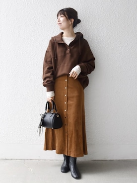 「フード」｜藤原さん（レディース・162cm）の秋コーディネート