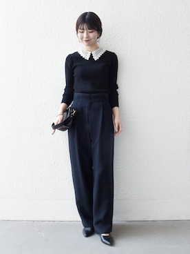 「アイテム（その他パンツ）」を使った、藤原さん（レディース・162cm）の冬コーディネート