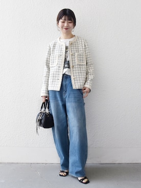 「アイテム（Tシャツ/カットソー）」を使った、藤原さん（レディース・162cm）の冬コーディネート