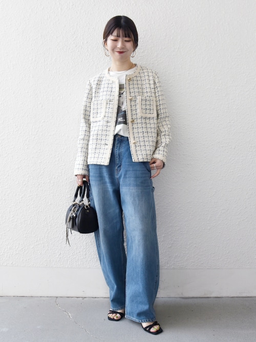 Annieです。 SHIPS any: ツイード パイピング ノーカラー ジャケット（ノーカラー