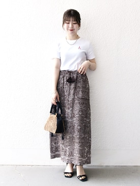 「PETIT BATEAU（プチバトー）のアイテム」を使った、藤原さん（レディース・162cm）の夏コーディネート