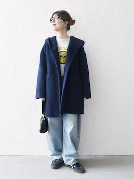 「SHIPS」｜「アイテム（スウェット）」を使った、藤原さん（レディース・162cm）の秋コーディネート