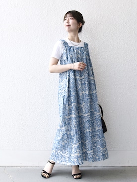 「PETIT BATEAU（プチバトー）のアイテム」を使った、藤原さん（レディース・162cm）の夏コーディネート