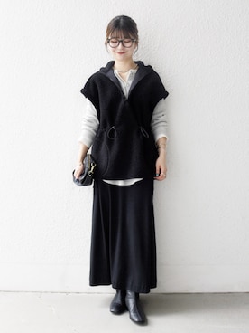 「骨格ウェーブ」｜「アイテム（その他アウター）」を使った、藤原さん（レディース・162cm）の秋コーディネート