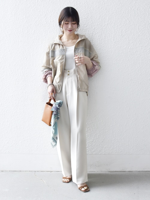 SHIPS any:〈洗濯機可能〉ナイロン スタンドカラー 配色 ジップ