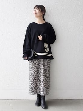「SHIPS any（シップス エニィ）のSHIPS any:〈手洗い可能〉レオパード ジャカード Iライン イージー スカート（スカート）」を使った、藤原さん（レディース・162cm）の秋コーディネート