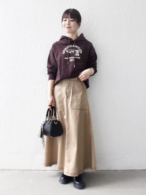 SHIPS any:〈洗濯機可能〉チノ ステッチ フレア ロング スカート