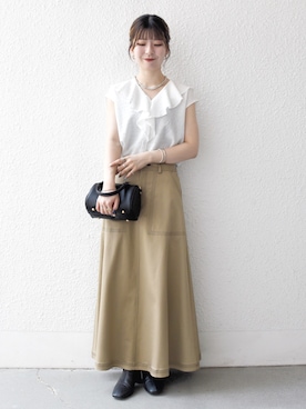 「アイテム（ボストンバッグ）」を使った、藤原さん（レディース・162cm）の夏コーディネート