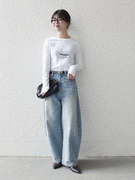 「PETIT BATEAU（プチバトー）のアイテム」を使った、藤原さん（レディース・162cm）の春コーディネート