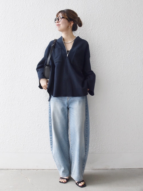 希少 BACKDROP ジップアップ プルオーバー デニムシャツ バックドロップ SHIPS any:〈洗濯機可能〉フリース ライク ハーフジップ ポケット プル