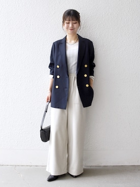 「SHIPS」｜「アイテム（ジャケット/アウター）」を使った、藤原さん（レディース・162cm）の秋コーディネート